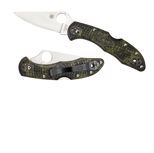 Picture of Spyderco C11zfpgr Delica 4 Lightweight 2.90" Folding Plain Satin Vg-10 SS Blade/Zome Green Bi-Directional Texturing Frn Handle Includes Pocket Clip 0716104011223 -
