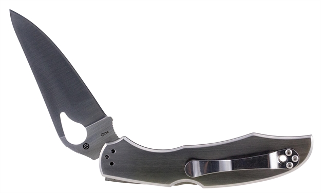 Picture of  Spyderco By03p2 Byrd Cara Cara 2 3.75" Folding Spear Point Plain 8Cr13mov SS Blade Stainless Steel Handle Includes Pocket Clip