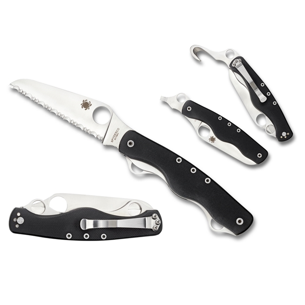 Picture of Spyderco Clipitool Rescue Folder 3.50 IN Serrated Black G-10