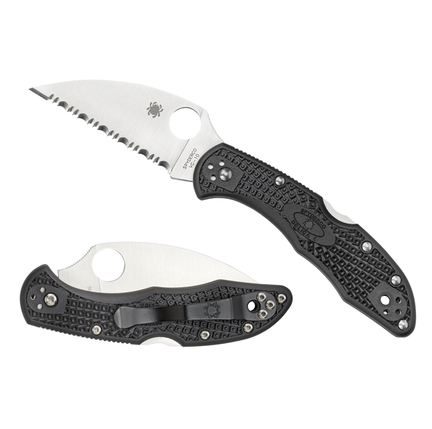 Picture of  Spyderco C11fswcbk Delica 4 Lightweight 2.87" Folding Wharncliffe Serrated Vg-10 SS Blade Black Frn Handle Includes Pocket Clip