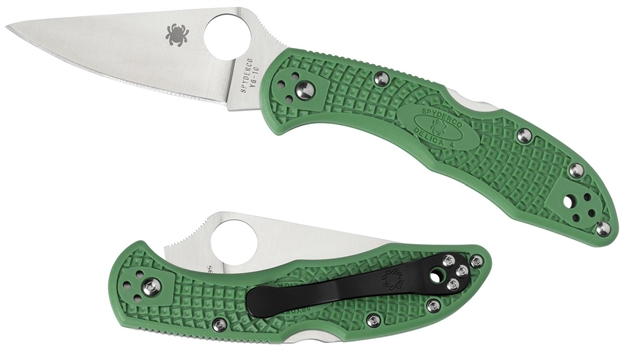 Picture of  Spyderco C11fpgr Delica 4 Lightweight 2.88" Folding Drop Point Plain Vg-10 SS Blade Green Bi-Directional Texturing Frn Handle Includes Pocket Clip 716104003068