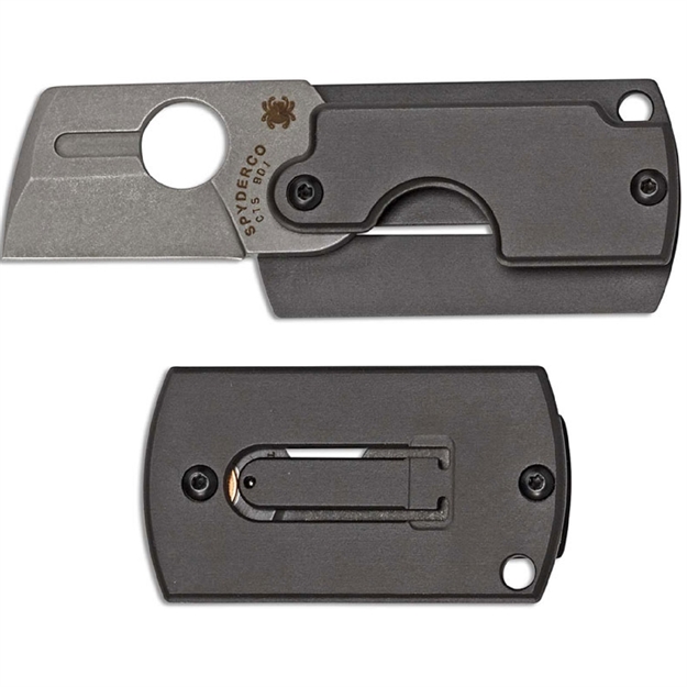 Picture of Spyderco Dogtag Folder 1.19 IN Plain Black Aluminum Handle