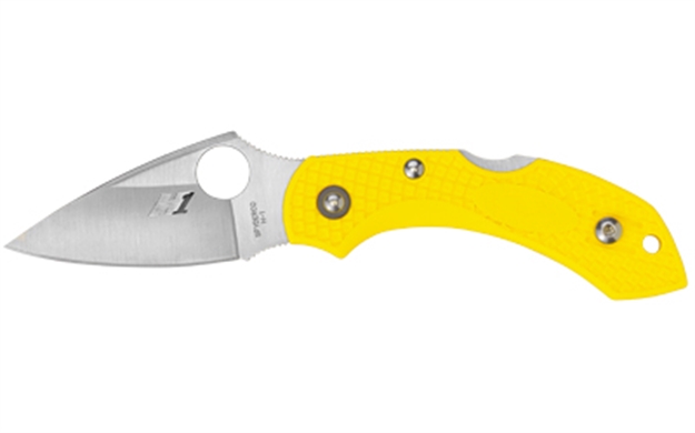 Picture of  Spyderco C28pyl2 Dragonfly 2 Salt 2.25" Folding Plain Stonewashed H1 Steel Blade/ Yellow Textured Frn Handle Includes Pocket Clip