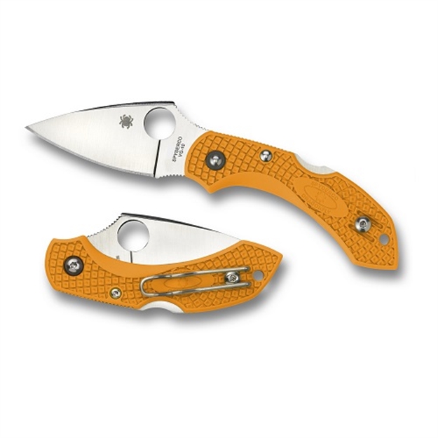 Picture of  Spyderco C28por2 Dragonfly 2  2.30" Folding Drop Point Plain Vg-10 SS Blade Orange Frn Handle Includes Pocket Clip 716104009596