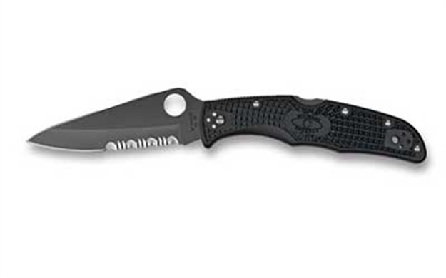Picture of  Spyderco C10psbbk Endura 4 Lightweight 3.75" Folding Clip Point Part Serrated Black Ticn Vg-10 SS Blade Black  Textured Frn Handle Includes Pocket Clip 716104400195