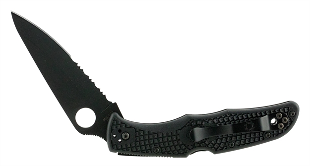Picture of  Spyderco C10psbbk Endura 4 Lightweight 3.75" Folding Clip Point Part Serrated Black Ticn Vg-10 SS Blade Black  Textured Frn Handle Includes Pocket Clip