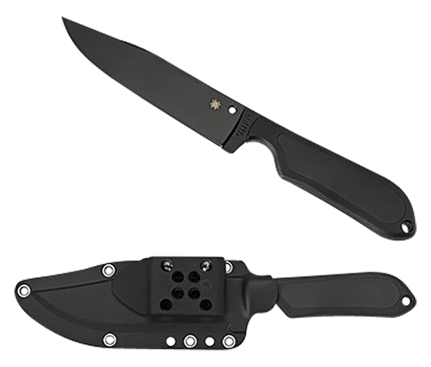 Picture of  Spyderco Fb04pbb Street Bowie  5.05" Fixed Clip Point Plain Black Dlc Vg-10 SS Blade/Black Textured Frn Handle Includes Sheath W/G-Clip