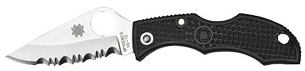 Picture of  Spyderco Lbks3 Ladybug 3  1.94" Folding Modified Clip Point Serrated Vg-10 SS Blade Black Frn Handle