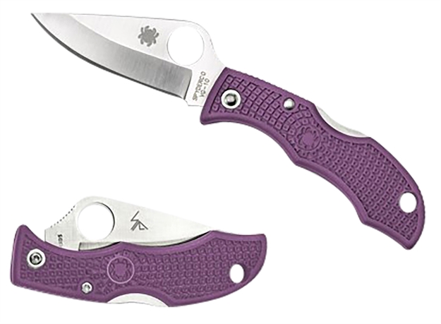 Picture of  Spyderco Lprp3 Ladybug 3 Salt 1.94" Folding Plain Stonewashed H2 Steel Blade/Purple Bi-Directional Texturing Frn Handle