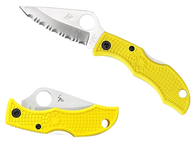 Picture of  Spyderco Lylp3 Ladybug 3 Salt 1.94" Folding Plain Stonewashed H2 Steel Blade/Marine Yellow Bi-Directional Texturing Frn Handle