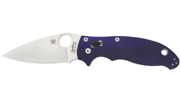 Picture of  Spyderco C101gpdbl2 Manix 2  3.37" Folding Plain Satin Cpm S110v Blade/Dark Blue Textured G10 Handle Includes Pocket Clip 716104010707
