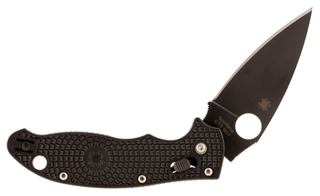 Picture of  Spyderco C101pbbk2 Manix 2 Lightweight 3.37" Folding Drop Point Plain Black Dlc Bd1 Steel Blade Black Frcp Handle Includes Pocket Clip 716104010424