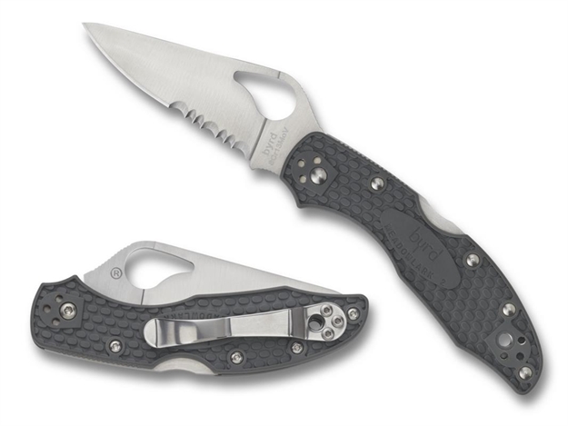 Picture of  Spyderco By04psbk2 Byrd Meadowlark 2 Lightweight 2.87" Folding Drop Point Part Serrated 8Cr13mov SS Blade Black  Textured Frn Handle Includes Pocket Clip 716104401529