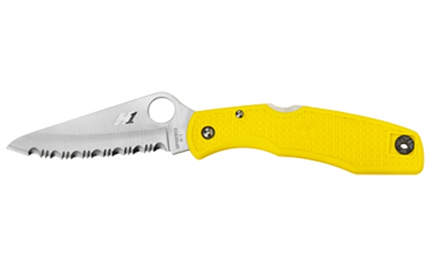 Picture of Spyderco Pacific Salt Folder 3.8 IN Serrated Yellow Frn Hndl