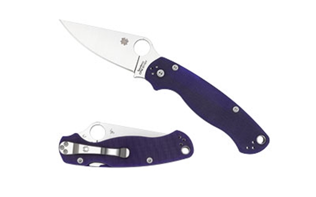 Picture of  Spyderco C81gpdbl2 Para Military 2  3.42" Folding Plain Satin Cpm S110v Blade/Dark Blue Textured G10 Handle Includes Pocket Clip 716104010301