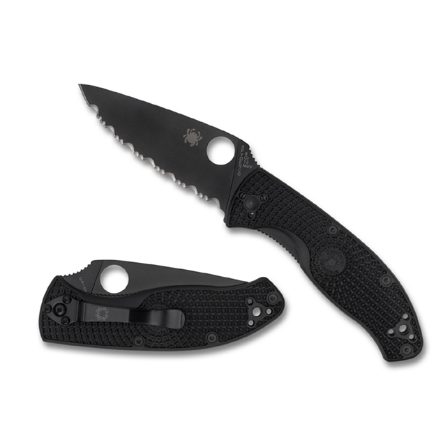 Picture of Spyderco Tenacious Folder 3.39In Serrated Blade Blk Frn Hndl