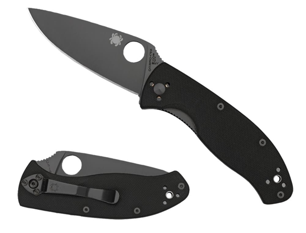 Picture of  Spyderco C122gbbkps Tenacious  3.39" Folding Drop Point Part Serrated Black Matte 8Cr13mov SS Blade Black  Textured G10 Handle Includes Pocket Clip