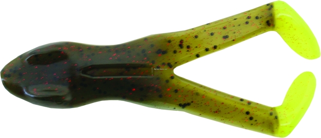 Picture of Stanley Baby Hot Feet Ribbit Frog Unrigged, 3 1/4", Green Pumpkin Red Pearl/Chartreuse, Floating