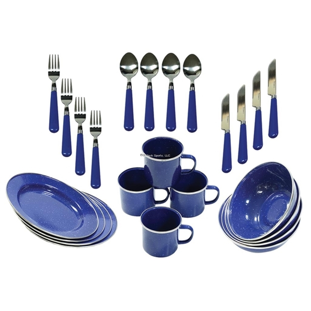 Picture of Stansport Enamel Camping Tableware Set - 24 Pieces - Blue