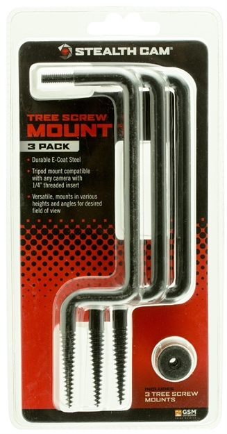 Picture of Stealth Cam Stcts3pk Tree Screw Mounts Compatible With 1/4"-20 Thread Adapter Black 3 Per Pkg STC-TS-3PK