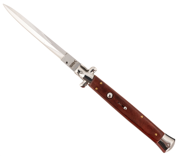 Picture of  Steel River Knives Cirwd Spartan  6" Italian Dagger Polished Blade 7" Red Wood Handle Side Open