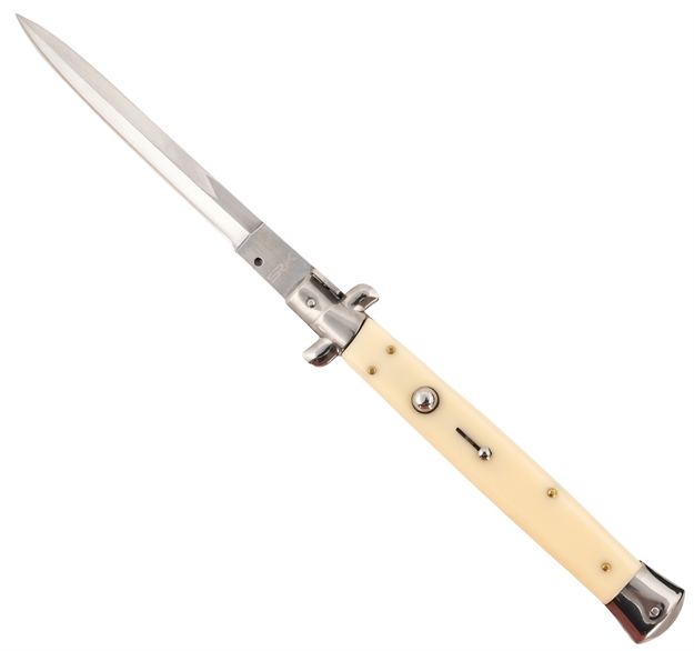 Picture of  Steel River Knives Cisid Spartan  6" Italian Dagger Polished Blade 7" Ivory Synthetic Handle Side Open 766646410688