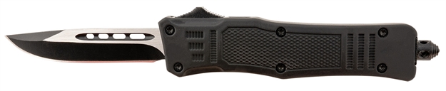 Picture of  Steel River Knives Mt616bdp Spartan  Mini 2.75" Otf Drop Point Plain Black/Silver 440C SS Blade/ 4.25" Black Aluminum Zinc Alloy Handle 766646408906