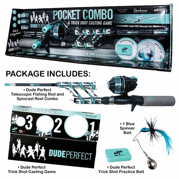 Picture of Steinhauser Dude Perfect Micro Series, 29.5" Telescopic Rod, 4.1:1 Ratio Reel, Golfball Plug, Backer Can Convert TO Casting Game