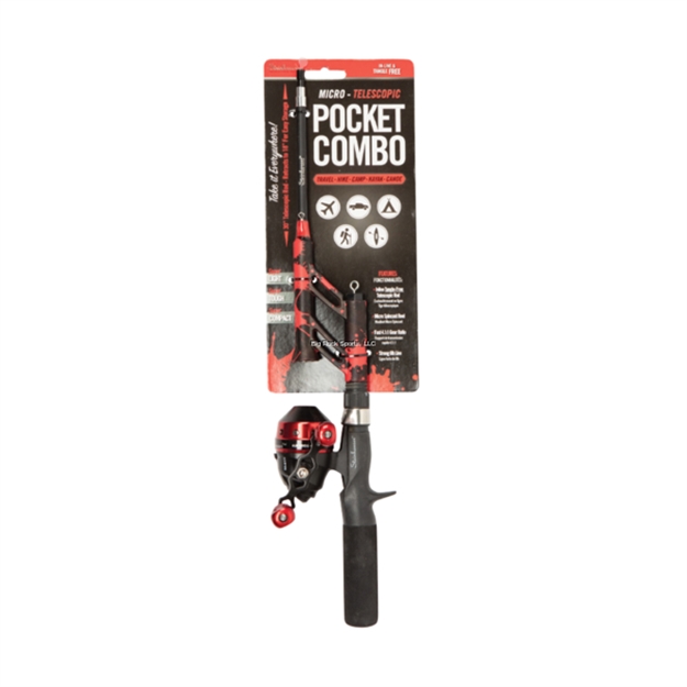 Picture of Steinhauser Pocket Combo | Red Splat:  30" Lt. Action Tangle-Free Telescopic Rod, Micro Spincast Reel, 6Lb Line, 4.1:1 GR