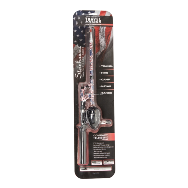 Picture of Steinhauser Usa Flag Camo Travel Combo:  5' 6" ML Tangle-Free Telescopic Rod, Micro Spincast Reel, 6Lb Line, 4.1:1 Gear Ratio