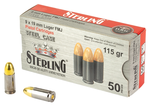 Picture of Sterling 8698779957674   9Mm Luger 115Gr Full Metal Jacket 50 Per Box/20 Case AM8189