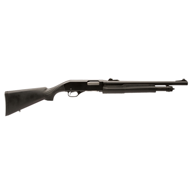 Picture of  Stevens 19487 320 Security Full Size 12 Gauge Pump 3" 5+1 18.50" Matte Black Carbon Steel Barrel, Matte Black Aluminum Receiver, Fixed Matte Black Synthetic Stock, Ambidextrous