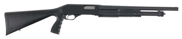Picture of  Stevens 19485 320 Security Full Size 12 Gauge Pump 3" 5+1 18.50" Matte Black Carbon Steel Barrel, Matte Black Aluminum Receiver, Fixed W/Pistol Grip Black Synthetic Stock, Ambidextrous 011356194855