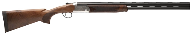 Picture of  Stevens 22593 555 E Full Size 20 Gauge Break Open 3" 2Rd 26" Black Satin Vent Rib Barrel, Engraved Satin Silver Aluminum Receiver, Fixed Satin Turkish Walnut Stock, Ambidextrous 011356225931