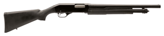 Picture of  Stevens 19486 320 Security Full Size 12 Gauge Pump 3" 5+1 18.50" Matte Black Carbon Steel Barrel, Matte Black Aluminum Receiver, Fixed Matte Black Synthetic Stock, Ambidextrous
