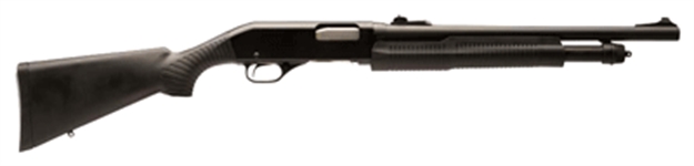 Picture of  Stevens 19487 320 Security Full Size 12 Gauge Pump 3" 5+1 18.50" Matte Black Carbon Steel Barrel, Matte Black Aluminum Receiver, Fixed Matte Black Synthetic Stock, Ambidextrous 011356194879