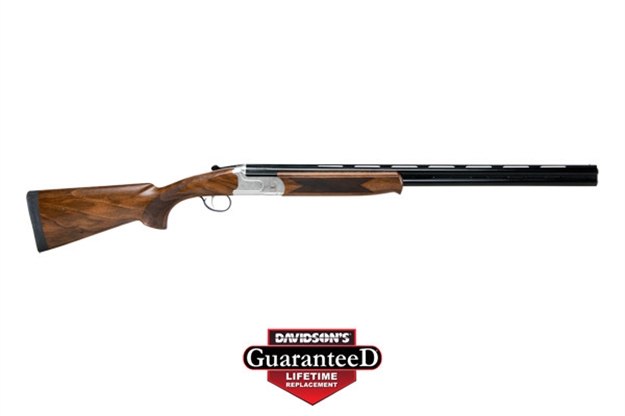 Picture of  Stevens 22592 555 E 12 Gauge Break Open 3" 2Rd 28" Black Satin Over/Under Vent Rib Barrel, Engraved Satin Silver Aluminum Receiver, Fixed Satin Turkish Walnut Stock, Ambidextrous 011356225924