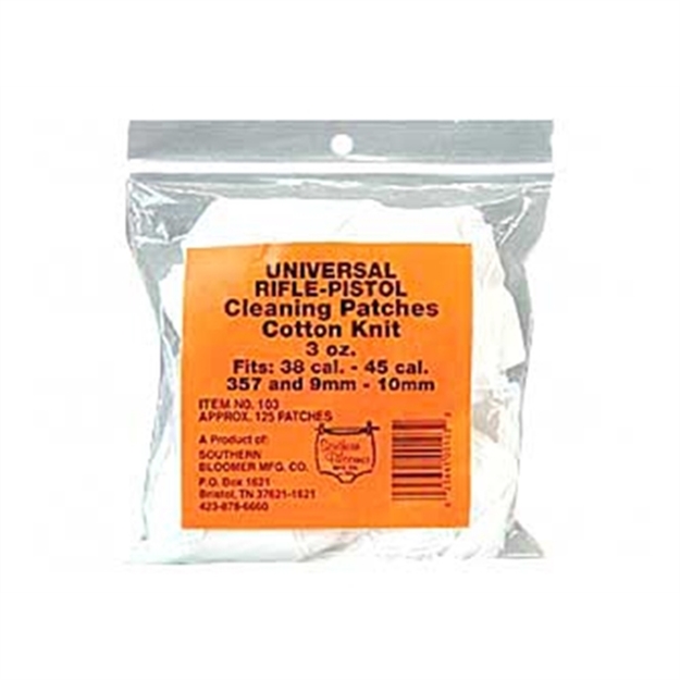Picture of  Southern Bloomer 103 Cleaning Patches  Cotton 2.50" X 2.50" 130 Per Bag Rifle/Handgun 025641001032