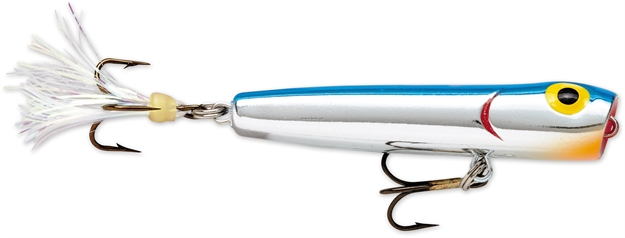 Picture of Storm Rattlin' Chug Bug Topwater Popper, 3 1/4", 3/8 Oz, Metallic Silver/Blue Back, Floating