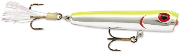 Picture of Storm Rattlin' Chug Bug Topwater Popper, 3 1/4", 3/8 Oz, Metallic Silver/Chartreuse Back, Floating