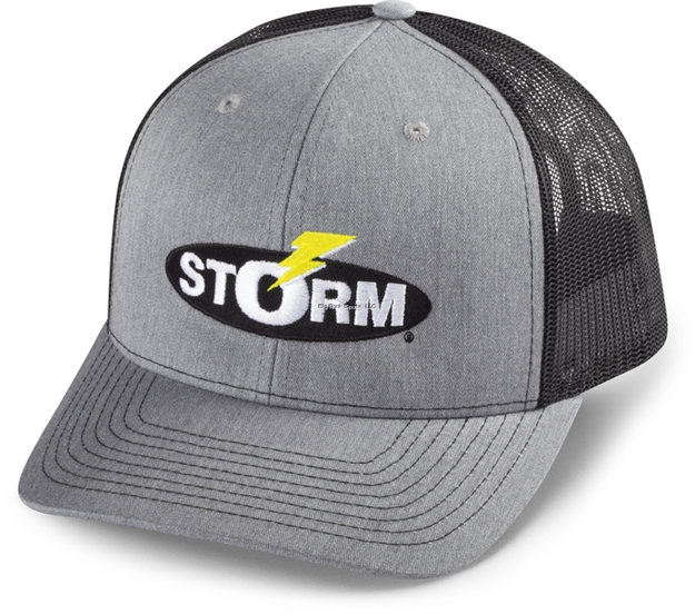 Picture of Storm Trucker Cap Grey Front,  Grey Bill, Black Mesh Back, Center Logo, Snapback
