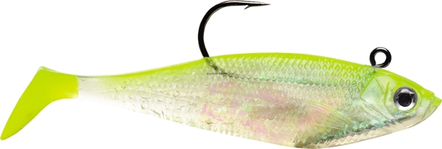 Picture of Storm Wildeye Swim Shad, 4", 7/16 Oz, Shiner Chartreuse Silver, Floating,3 PK