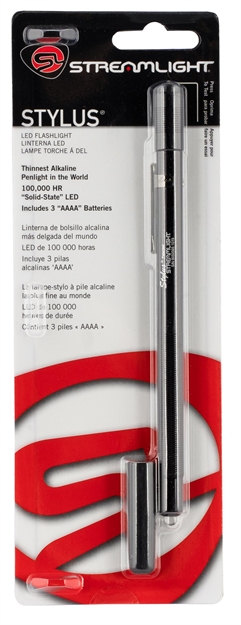 Picture of  Streamlight 65006 Stylus Penlight  Black Anodized 2 Lumens Red Led 080926650060