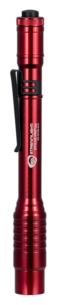 Picture of Streamlight 66137 Stylus Pro Penlight Red 160/40 Lumens Lithium Ion Battery Red Aluminum Body