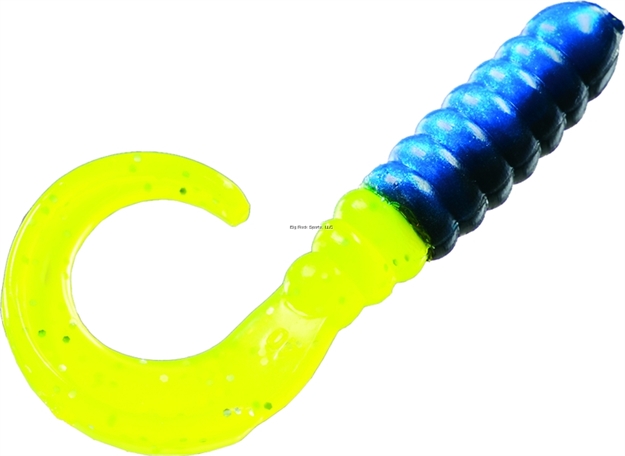 Picture of Strike King Rage Tail Slab Hammer Crappie Grub, 4", Black Blue Chartreuse,10Pk