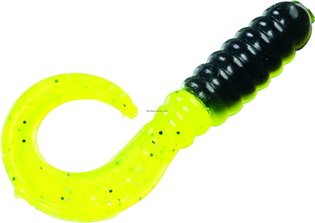 Picture of Strike King Rage Tail Slab Hammer Crappie Grub, 4", Black Chartreuse Tail, 10Pk