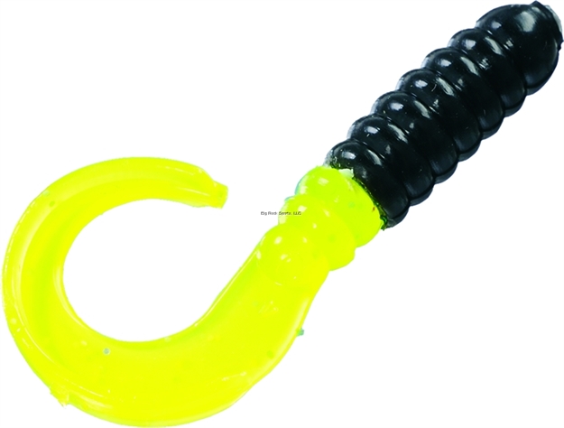 Picture of Strike King Rage Tail Slab Hammer Crappie Grub, 4", Black With Chartreuse Tail,10Pk