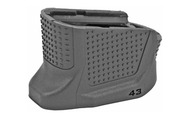 Picture of Strike Industries Empg43b Enhanced Magazine Plate  Made OF Polymer With Black Finish & Extra Gripping Surface For Glock 43 Magazines (Adds 2Rds) SIEMPG43B 708747544671