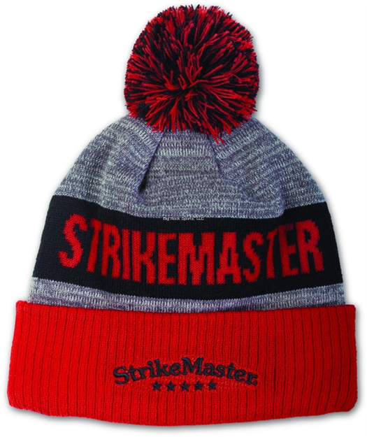 Picture of Strikemaster Pom Beanie, Outer 100% Acrylic, Lining 100% Polyester Fleece, Red Black