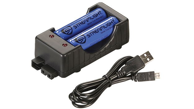 Picture of  Streamlight 22010 18650  Battery Charger W/Batteries Black 18650 Li-Ion Rechargeable Battery 080926220102